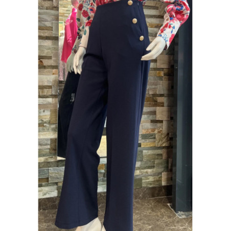Pantalon à pont et boutons dorés