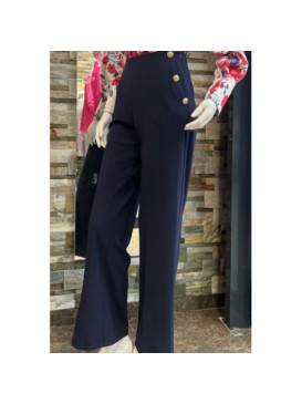 Pantalon à pont et boutons dorés