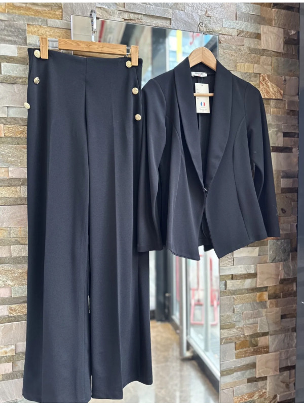 Pantalon à pont et boutons dorés