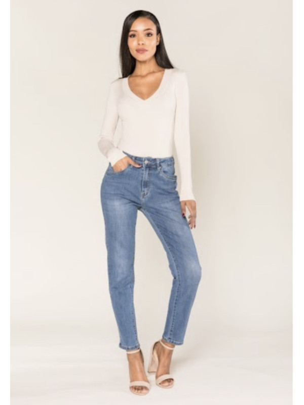 Jean mom en coton stretch