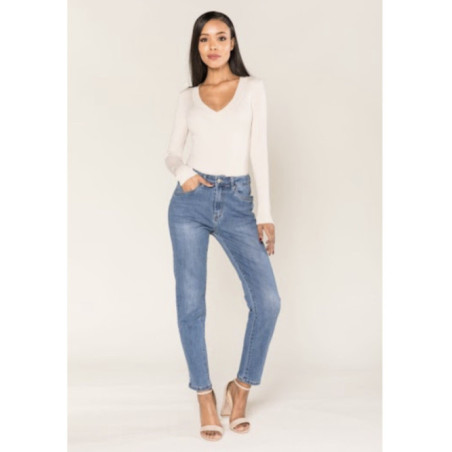 Jean mom en coton stretch