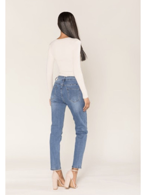 Jean mom en coton stretch Jean mom en coton stretch