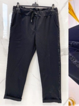 Pantalon baguette à paillettes avec élastique et lien taille