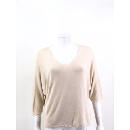 Pull fin col arrondi manches chauve-souris trois-quart