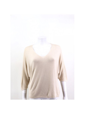 Pull fin col arrondi manches chauve-souris trois-quart