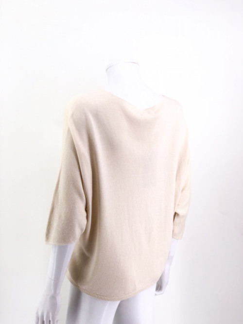 Pull fin col arrondi manches chauve-souris trois-quart Pull fin col arrondi manches chauve-souris trois-quart