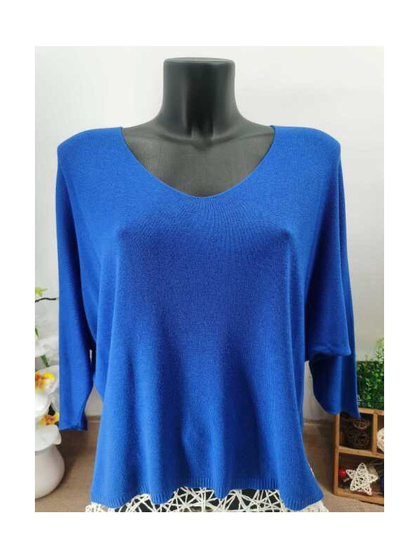 Pull fin col arrondi manches chauve-souris trois-quart
