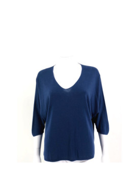Pull fin col arrondi manches chauve-souris trois-quart