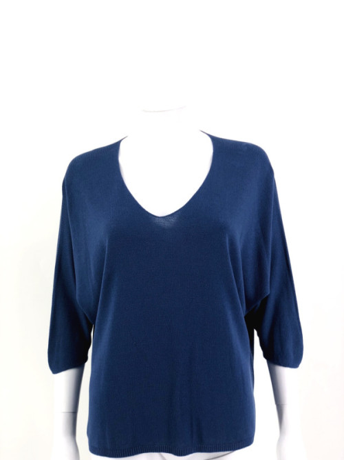 Pull fin col arrondi manches chauve-souris trois-quart Pull fin col arrondi manches chauve-souris trois-quart