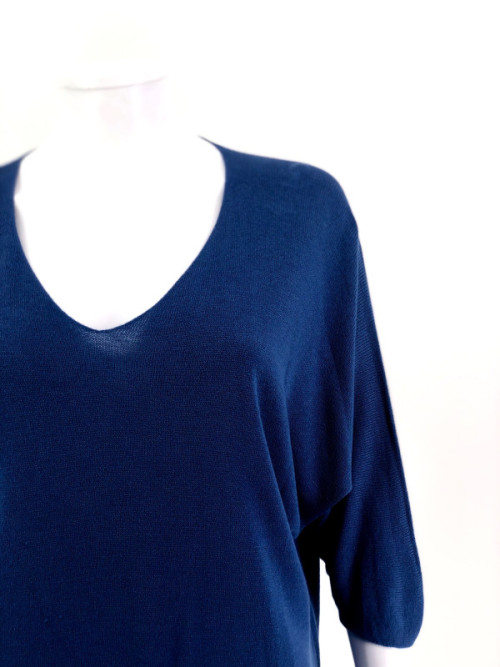 Pull fin col arrondi manches chauve-souris trois-quart Pull fin col arrondi manches chauve-souris trois-quart