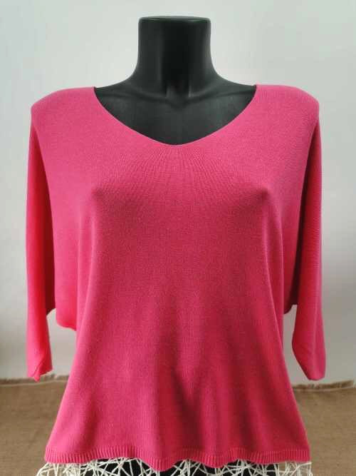 Pull fin col arrondi manches chauve-souris trois-quart Pull fin col arrondi manches chauve-souris trois-quart