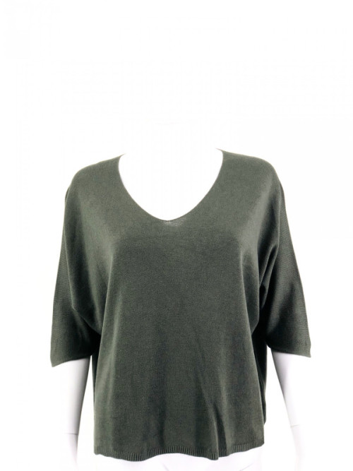 Pull fin col arrondi manches chauve-souris trois-quart Pull fin col arrondi manches chauve-souris trois-quart
