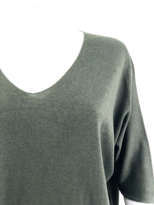 Pull fin col arrondi manches chauve-souris trois-quart Pull fin col arrondi manches chauve-souris trois-quart