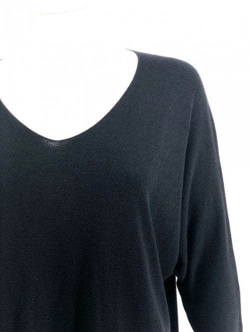 Pull fin col arrondi manches chauve-souris trois-quart Pull fin col arrondi manches chauve-souris trois-quart