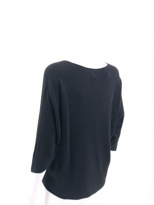 Pull fin col arrondi manches chauve-souris trois-quart Pull fin col arrondi manches chauve-souris trois-quart