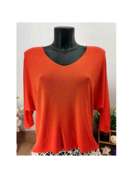 Pull fin col arrondi manches chauve-souris trois-quart