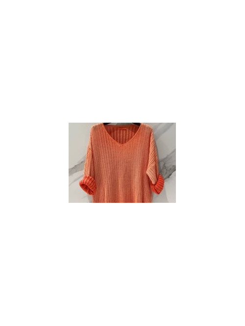 Pull col V maille 0% laine hyper souple effet délavé