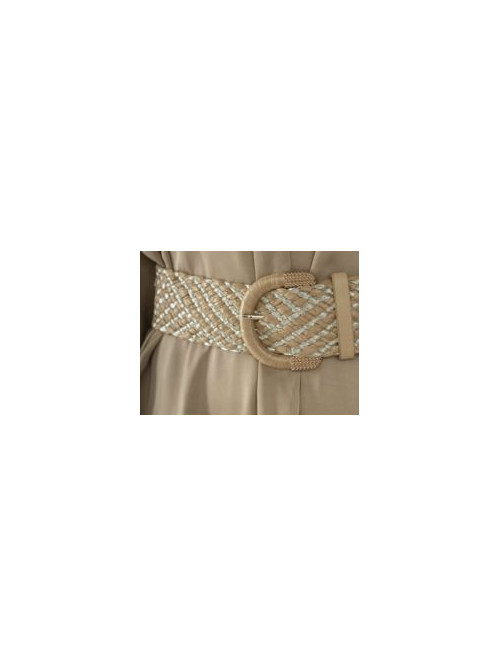 Ceinture tressée bimatière et lurex doré