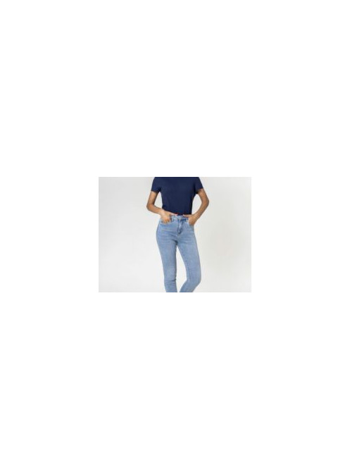 Jean super stretch taille haute délavage clair