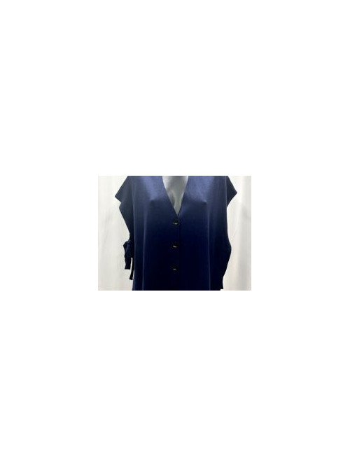 Gilet oversized sans manches fentes côtés liens noués