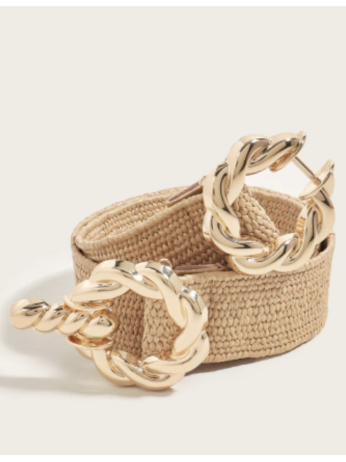 Ceinture élastique 2 boucles métal doré