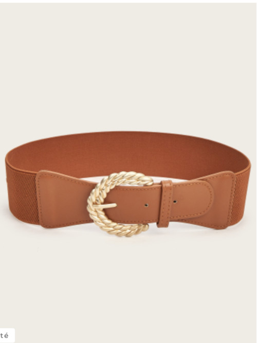 Ceinture élastique boucle métal ronde dorée "tressée"