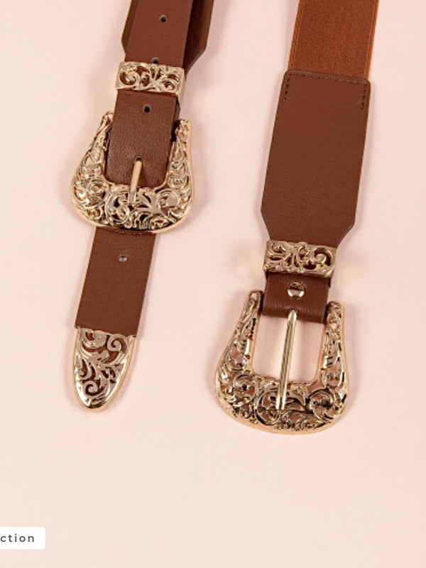 Ceinture élastique 2 boucles métal ciselé