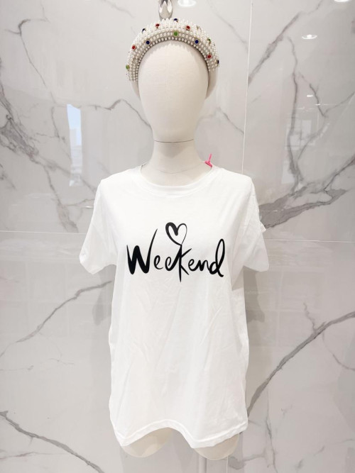 T-shirt droit col rond manches courtes motif Week-end