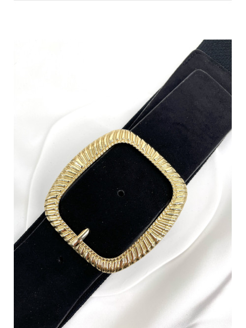 Ceinture élastique boucle rectangle dorée