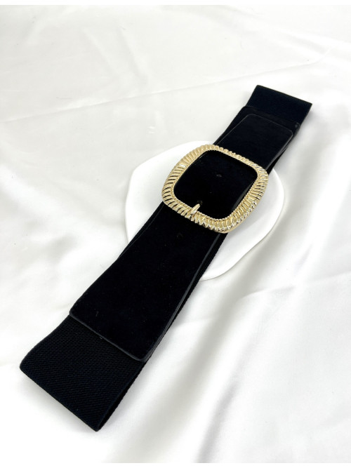 Ceinture élastique boucle rectangle dorée