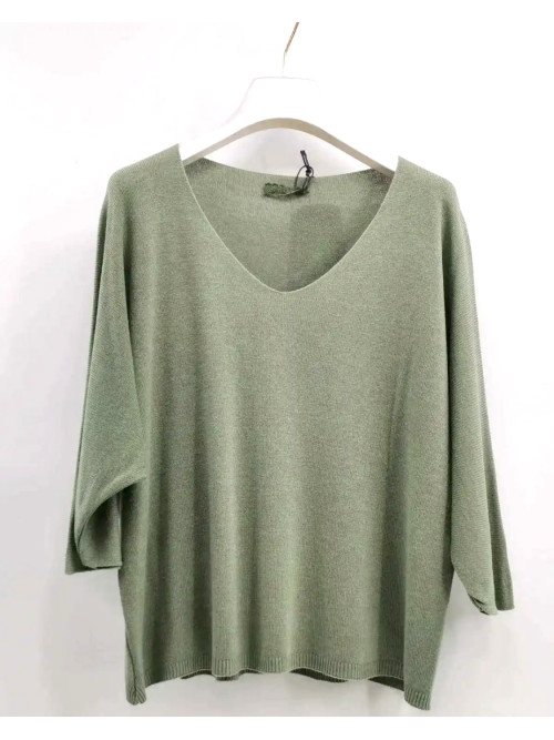 Pull fin col arrondi manches chauve-souris trois-quart