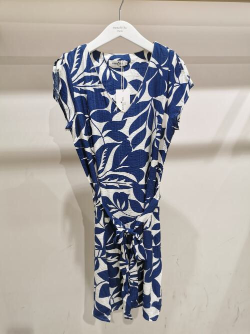 Robe courte imprimée col V