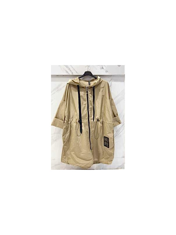 Coupe-vent oversized trois-quart à capuche avec lien à la taille