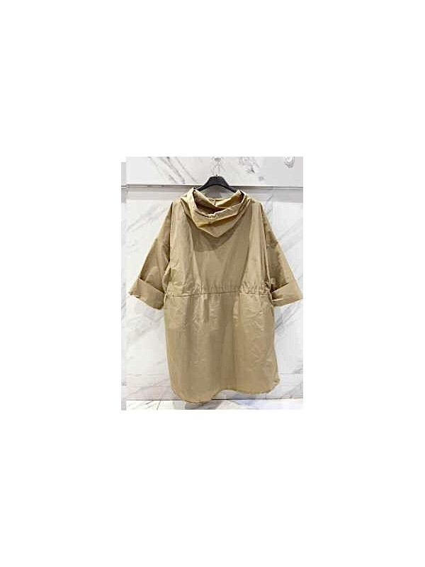 Coupe-vent oversized trois-quart à capuche avec lien à la taille