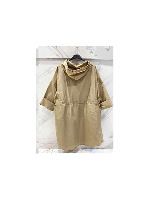 Coupe-vent oversized trois-quart à capuche avec lien à la taille