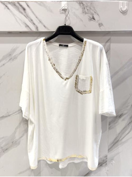 Top oversized col V manches...