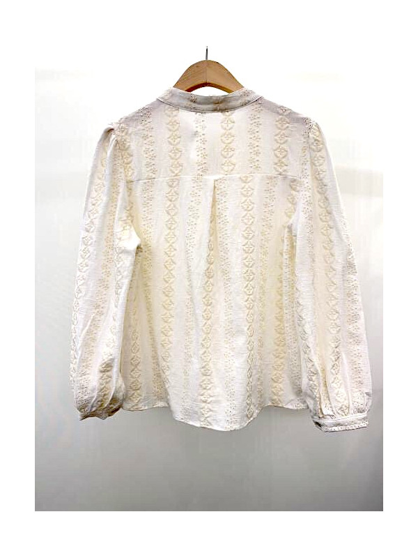 Chemise manches longues col officier broderie anglaise