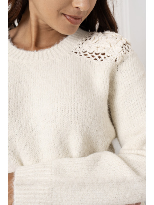 Pull col rond manches longues avec crochet aux épaules Kilky