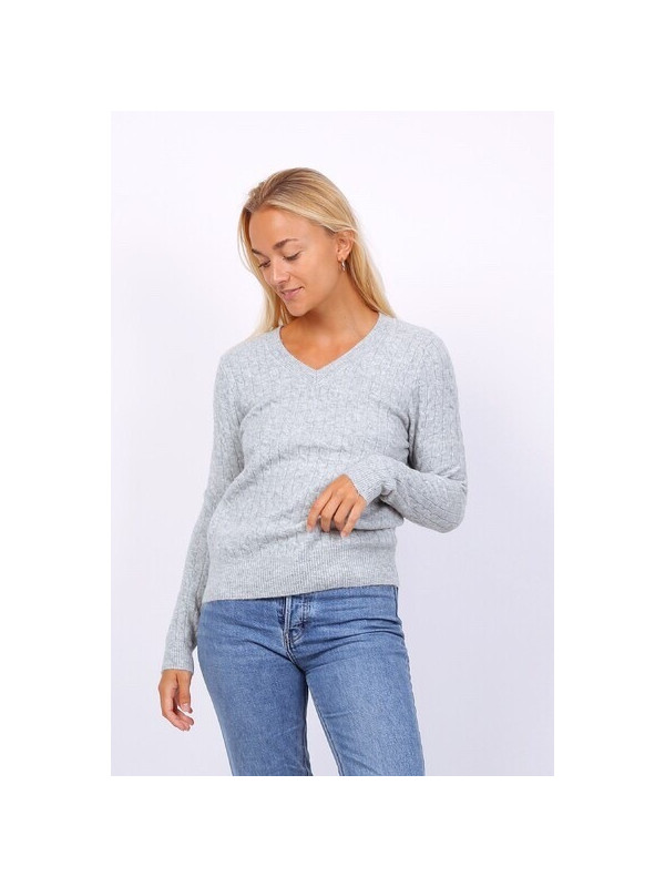 Pull torsadé col V manches longues