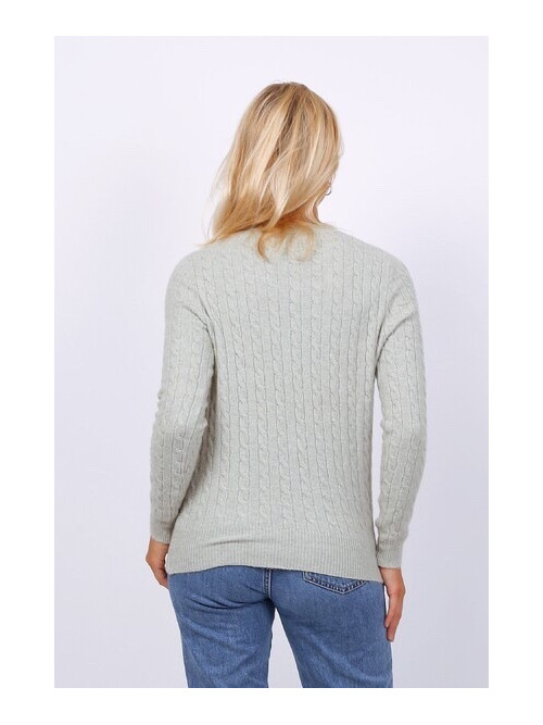 Pull torsadé col V manches longues