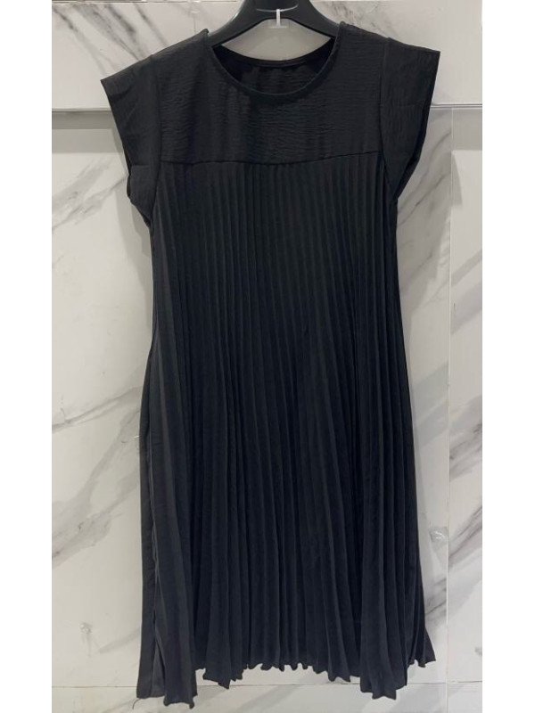 Robe plissée courte manches courtes