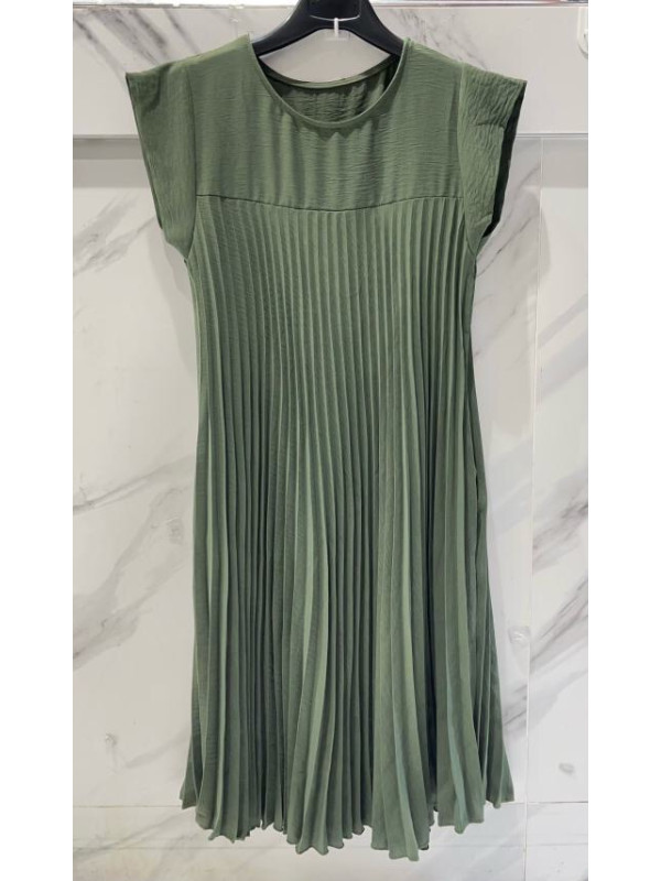 Robe plissée courte manches courtes