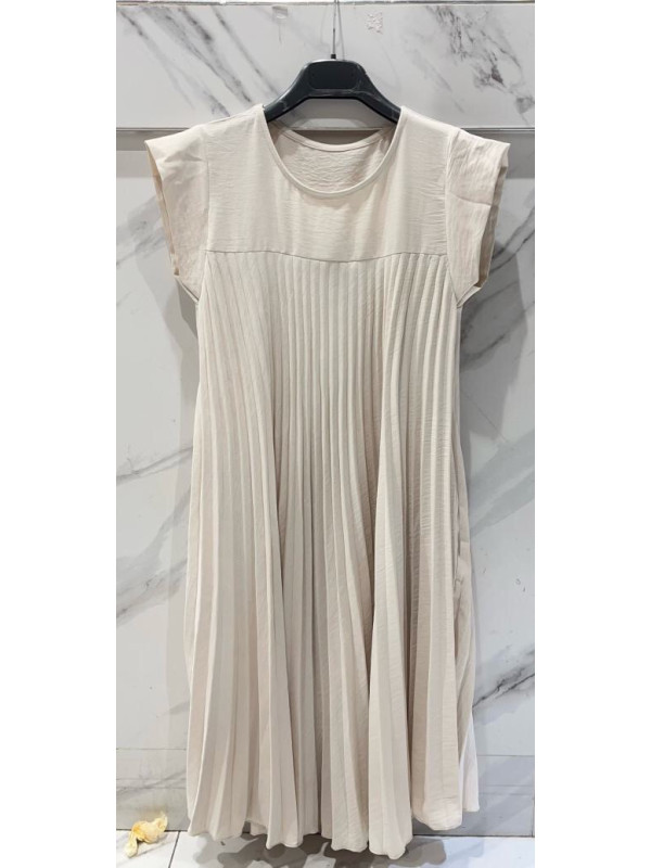 Robe plissée courte manches courtes