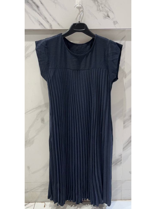 Robe plissée courte manches courtes
