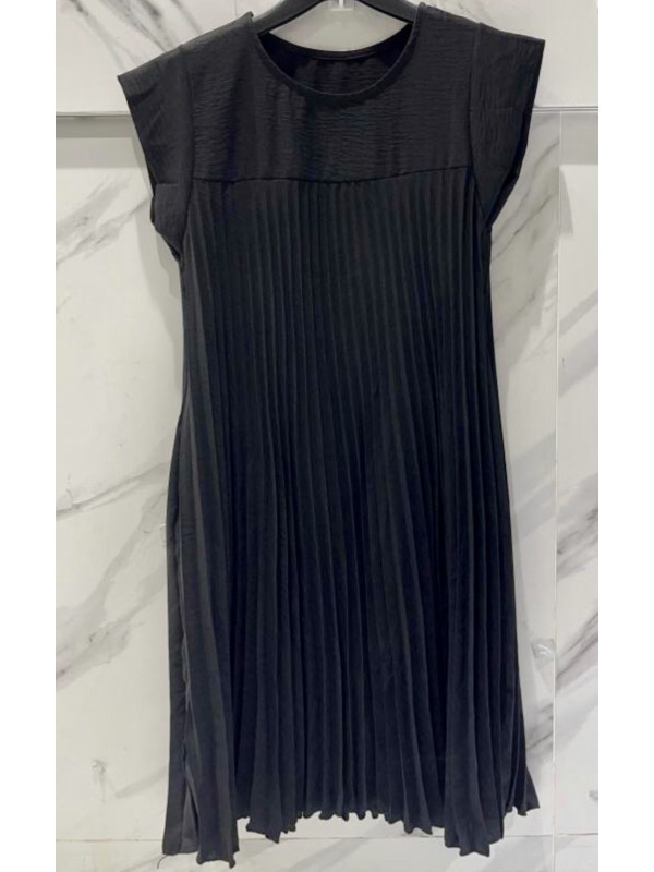 Robe plissée courte manches courtes