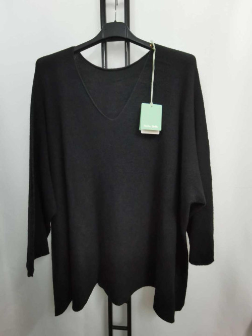 Pull oversized col V manches longues