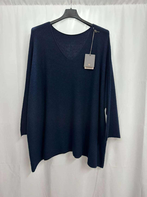 Pull oversized col V manches longues
