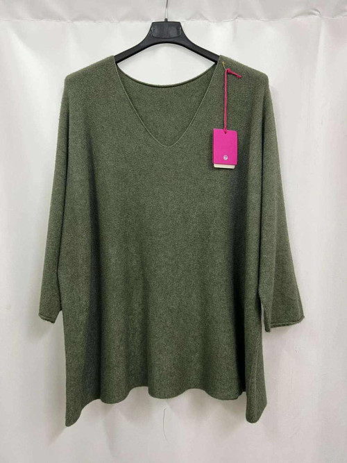 Pull oversized col V manches longues