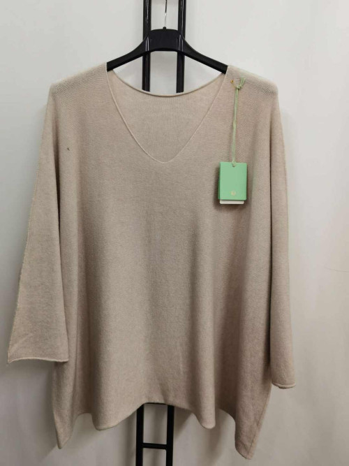 Pull oversized col V manches longues