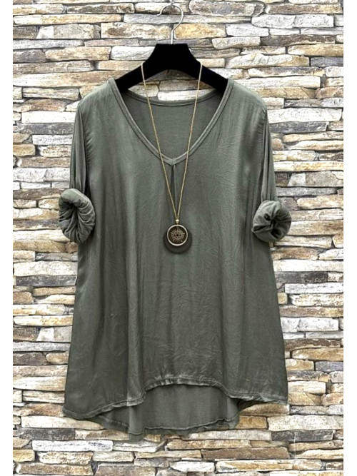 Top manches longues bi matière avec collier